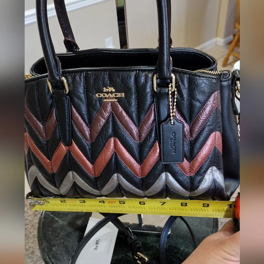 NWT Coach leather Sage  Carry-all quilted metallic chevron